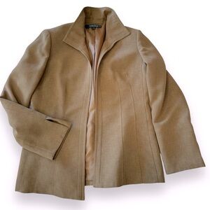 Kasper women's open front blazer size 8 jacket suit coat light brown neutral